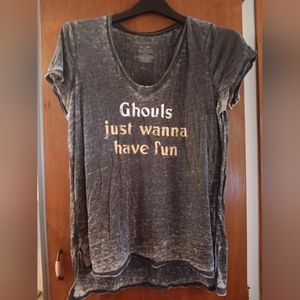 TShirt Top "Ghouls Just Wanna Have Fun"! Halloween Fall cute Distressed Gray Top